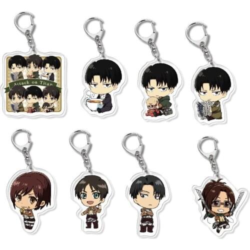 Anime Attack on Titan Ackerman Eren Jaeger Key Chain Pendant Cosplay Two-sided Acrylic Keychain Keyring Prop