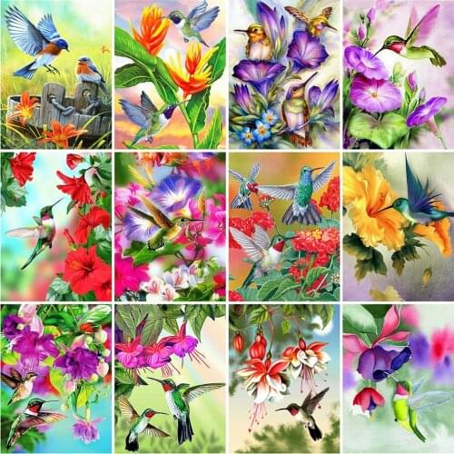 Evershine 5D DIY Diamond Painting Bird And Flower Cross Stitch Full Square Round Diamond Embroidery Animals Rhinestones Art
