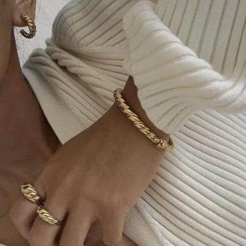 K3ND Simple Thread Alloy Ring Creative Retro Electroplating Twist Ins Ring for Women