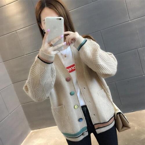 Spring Autumn Winter Fashion Women Long Sleeve Loose Knitting Cardigan women Sweater Women Knitted Female Cardigan Pull Femme