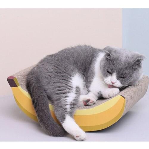 Pet Banana Fruit Corrugated Paper Cat Scratch Board Grinding Claw Toy Double-sided Durable Pet Scratch Board Mattress Cat Toy
