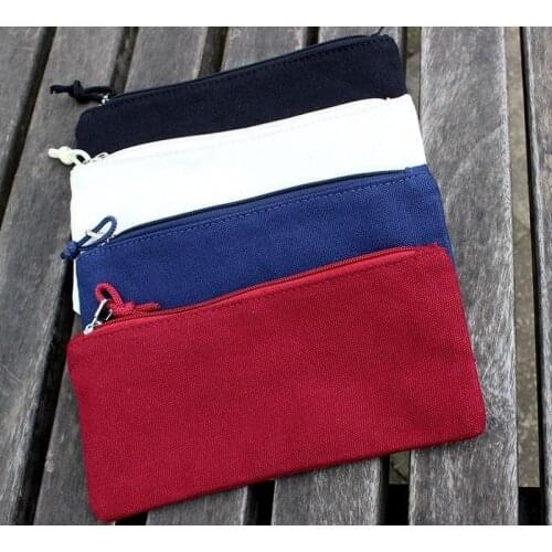 Colorful Blank Canvas Zipper Pencil Cases Pen Pouches Cotton Cosmetic Bags Makeup Bags Mobile Phone Clutch Bag Organizer SN1987