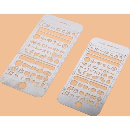 Multi-functional Mental Phone Shape Painting Template Ruler Bookmark Scrapbooking Hand Account Diary Drawing Decoration Stencils
