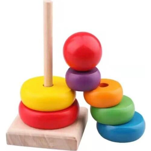 Montessori Rainbow Stacking Ring Tower Stacking Folding Cup Stapelring Blocks Wood Plastic Toddler Toy Baby Toys Infant Toys