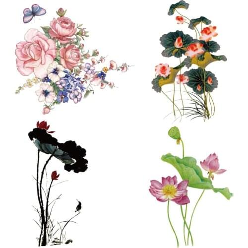 Flower Clothing Stickers Iron On Patches Diy Heat Transfers Patch For Clothes Boy Girl T-shirt Appliques Decoration