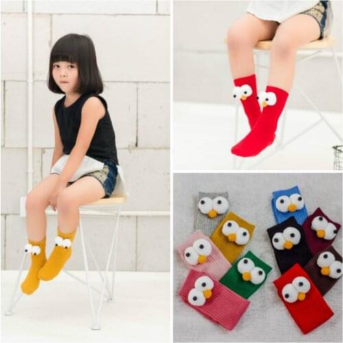 Cartoon Knee height socks Eyes for girls boys cotton christmas sock Warm Long Kids Toddler Kids Socks knee high legwarm