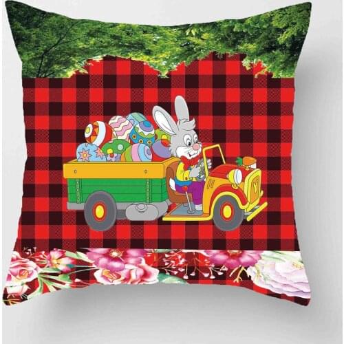 2020 New Easter Bunny Pillow Cover New Printed Easter Short Plush Pillow Cover