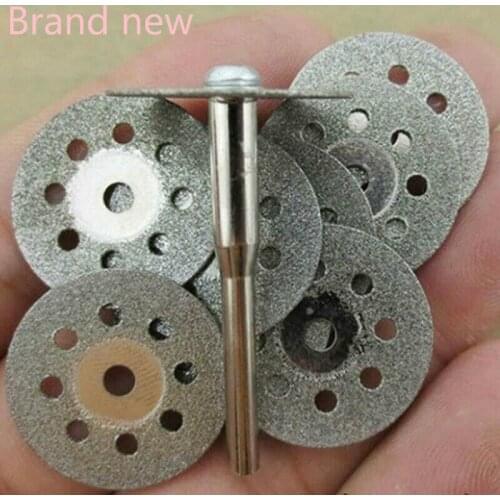 New Hot Sale 10Pcs 22mm Mini Sharp Diamond Cut Off Rotary Tool Cutting Disc Disks DIY Tools Accessories For Dremel with 2Pcs rod