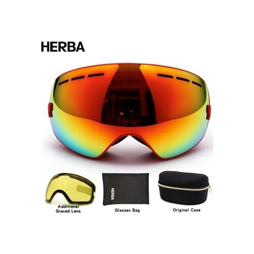New HERBA brand ski goggles double UV400 anti-fog big ski mask glasses skiing men women snow snowboard goggles HB3-3