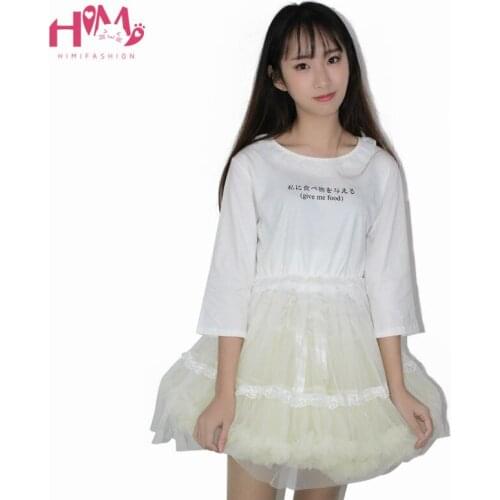 New Fashion Organza Tees For Girl Cute White Women Japanese Letters Graphic Summer T Shirt Female Kawaii Lolita Cotton Tops