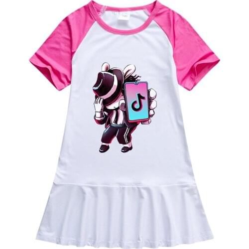 New Summer TIK TOK Girls Cotton T Shirt Dress Children Girl Home Party Casual Clothes Dresses