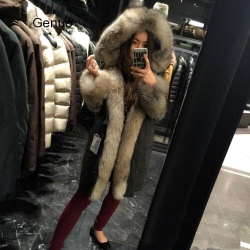 Parka Faux Fur Winter Fur Coat Woman Fake Fur Jacket Imitation Fur Coat Rabbit Fur Lining Faux Fox Fur Collar Womens Winter Top