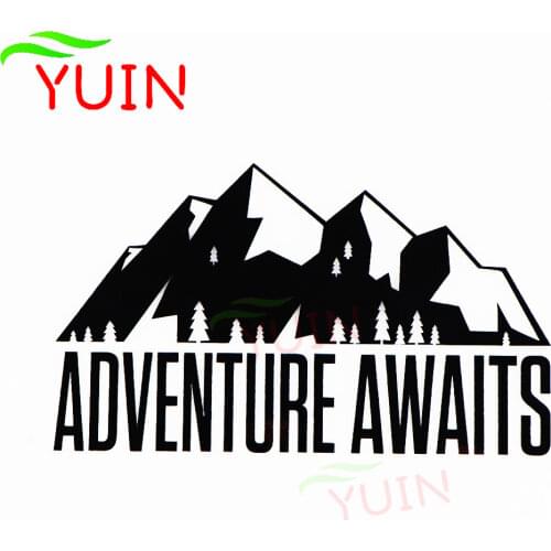 Adventure Waiting Cartoon Mountain Pattern Car Sticker Fashion Decoration PVC Waterproof Decal Black/white/red/laser/silver