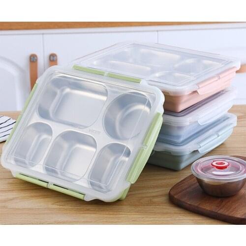 Rrectangle Leak Proof Food Bento Kids Loncheras Metal Stainless Steel Thermal Insulated School Lunch Boxes For Children