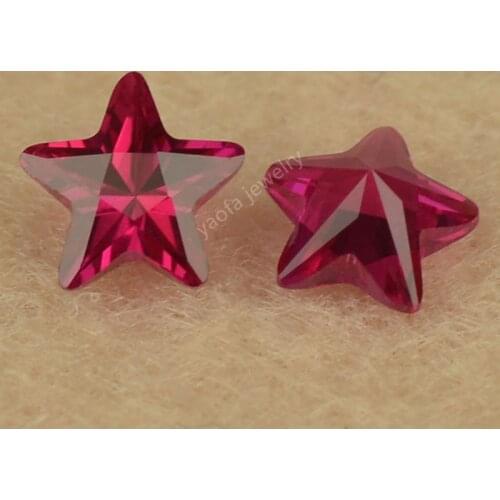 Sale 3x3mm~8x8mm Pentagram Star Shape Cut 5# Red Rubys Stone Lab Created Corundum Gems Loose Stone For Necklace ring Jewelry