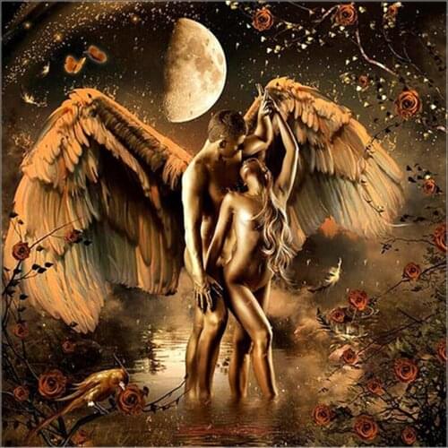 Counted Cross Stitch Kits Needlework Embroidery - Craft 14 ct Aida Color DIY Arts Handmade Home Decor - Angel Couple