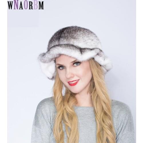 WNAORBM Real Fur Mink topper Flounced Fashion Natural Mink Hat Winter Warm Protect Skin Match Coat Multifunction Hats