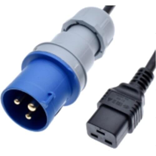 IEC316P6 Plug to IEC320 C19 Power Cord, Industrial Heavy Duty Extension Cable, Convert the 316C6 to C20 H05VV-F 2.5mm Gauge 16A