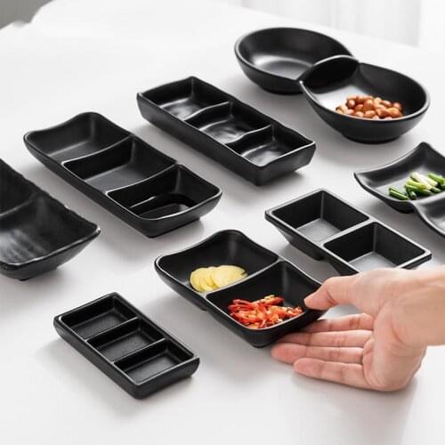 SIA-HUAT Black Frosted Soy Sauce Small Plate Flavor Creative Plastic Saucer Japanese Tableware Bottle Dish Cooking Accessories