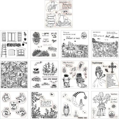 Flowers Background DIY Silicone Clear Stamp Cling Seal Scrapbook Embossing Album