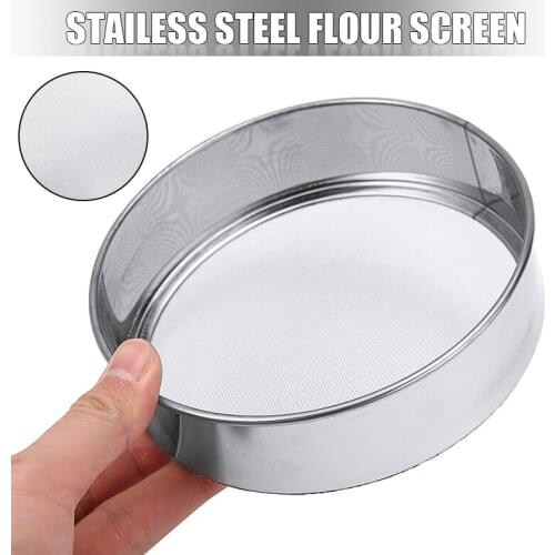 Stainless Steel Flour Fine Mesh Strainer Round Flour Sieve Oil Mesh Sifter Kitchen Accessories For Lighter/Puffier Baked Goods
