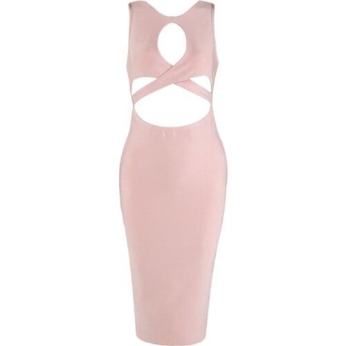 Sexy Lady Vestidos Women Bodycon Dress Sexy Bandage Party Khaki Black Hollow Out Bandage Dress Rayon