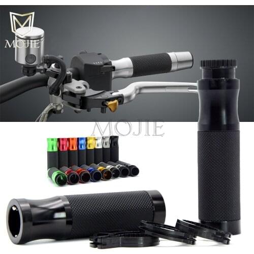 Universal 7/8" Motorcycle Handlebar Hand Grips with Bar End CNC Aluminum + Rubber Gel Grip for Honda MSX125 CBR600R CB650F 2017