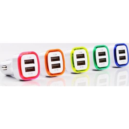 Universal Portable LED Light Ring Quick Charge Dual USB Port Car Charger Adapter