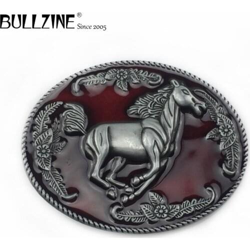 The Bullzine Horse belt buckle with pewter finish FP-02384 suitable for 4cm width belt drop shipping