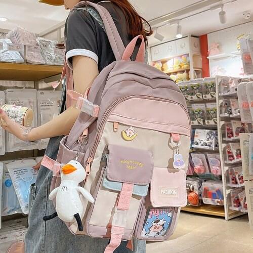 ABQP Large Capacity Womens School Backpack College Student Nylon School Girls Backpack Travel Working Female Bagpack Bags