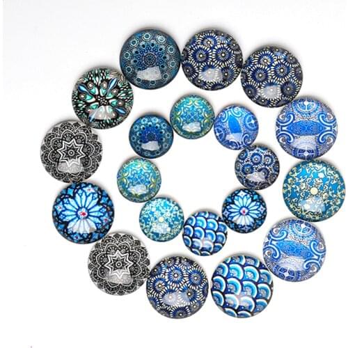Xinyao 20pcs/lot 10pcs/lot 10mm/12mm/18mm/20mm/25mm Mixed Pattern Glass Round Cabochon for DIY Jewelry Findings