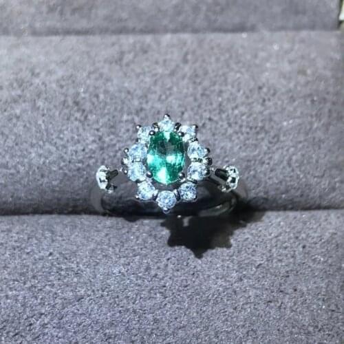 Natural Emerald Gemstone Flower Pattern Ring S925 Sterling Silver Fine Fashion Weddings Jewelry for Women Free Shipping