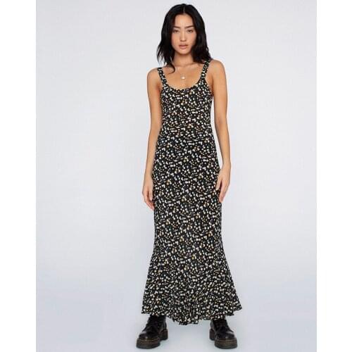 Women Summer Sleeveless Dress Adults Sexy Floral Print U-shaped Neck Long Maix Dress Slim Fit Ladies Sundress