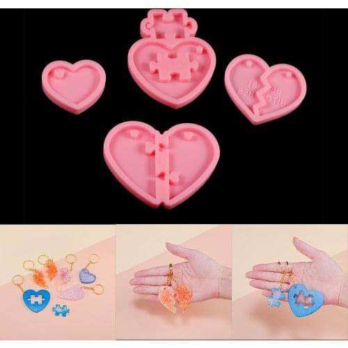 1 Pcs Love Heart Shaped Keychain Pendant Silicone Mold UV Epoxy Resin Molds for DIY Resin Silicone Craft Jewelry Making Tools