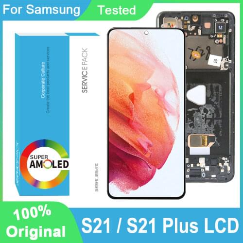 100% Original AMOLED Display For Samsung Galaxy S21 G991 G990F/DS Full LCD Touch Screen S21 Plus G996 G9960 G996F Repair Parts