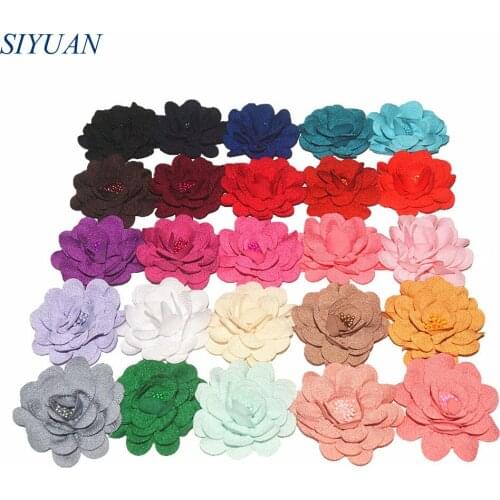 100pcs/lot Choose Your Color Burlap Flower Hemp Floral Pearl Centered woman Dress Apparel Headwear Accessories TH231