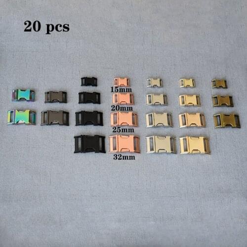 20 pcs/pack 15mm 20mm 25mm 32mm Metal Release Buckle Side Release Curved Metal Buckle for Bag DIY Paracord Buckles For Bracelet