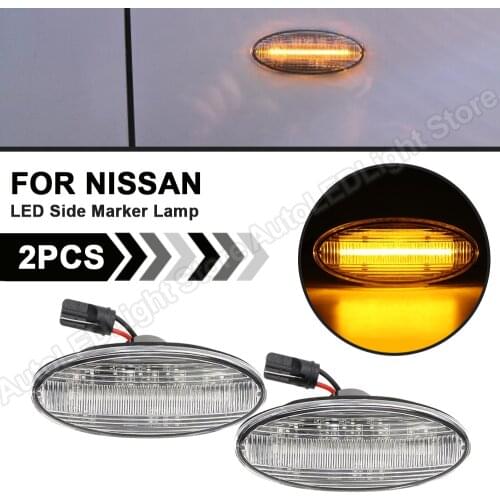 2X For Nissan X-TRAIL T31 NP300 NAVARA QASHQAI NV200 CUBE LEAF MICRA LED Side Repeater Marker Light Turn Signal Indicator Lamp