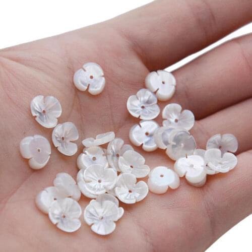 4pcs 10mm Mother Of Pearl Shell Flower Beads, White Shell Beads, Shell Jewelry Making
