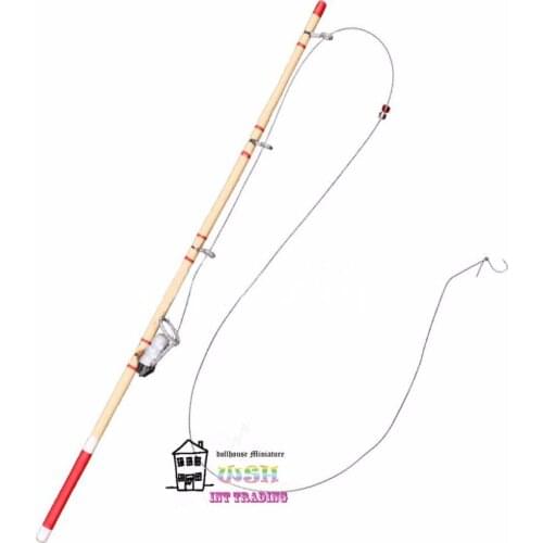 6.88" Fishing Rod Pole 1:12 Dollhouse Miniature Fishing Tool Model Toy Dolls House Garden decoration Accessories