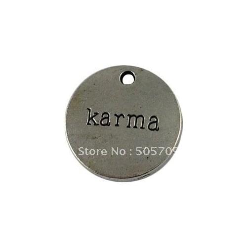 80Pcs Tibetan Silver Color KARMA Charms A12583