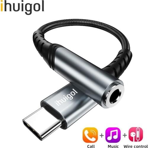 Ihuigol DAC Type C 3.5 Headphone Jack Adapter USB C Male to 3.5mm Female for iPad Pro Xiaomi 8 MIX 2 Huawei P20 AUX Audio Cable