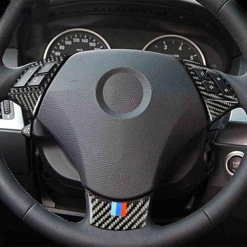 Car Steering wheel key frame For BMW 5 Series E60 2005-2010 Cover Styling Carbon Fiber Decoration interior mouldings Accessories
