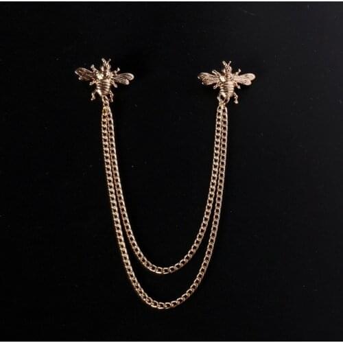 Cute Insect Bee Design Lapel Brooch Pin Novelty Collar Chain Shirt Clip Badge Lapel Pin for Women Men Fashion Accessories