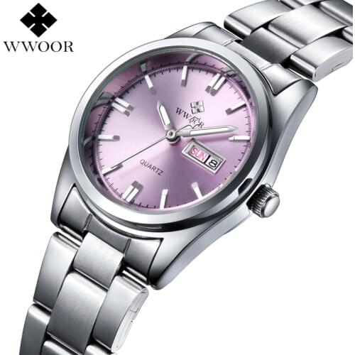 Relogio Feminino WWOOR Fashion Women Watches Top Brand Luxury Ladies Watch Stainless Steel Classic Bracelet Female Clock Gifts