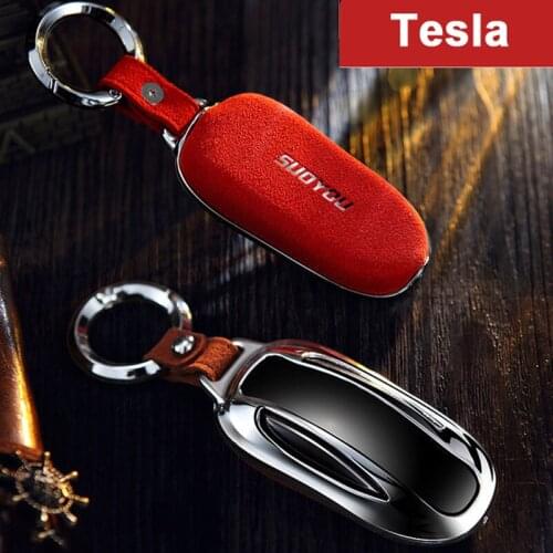 Zinc alloy+Luminous Car Remote Key Case Cover for Tesla Model S with Key Chain for Model X