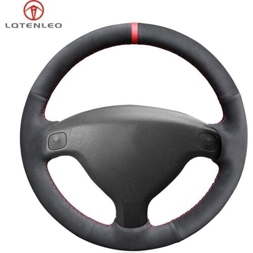 LQTENLEO Black Suede Car Steering Wheel Cover For Opel Astra (G) 1998-2004 Zafira (A) 1999-2005 Agila (A) 2000-2004 Buick Sail