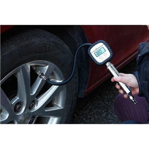 Digital tire pressure gauge tyre pressure monitor with tire exhaustion outgassing valve and tire air inflation automobile mainte