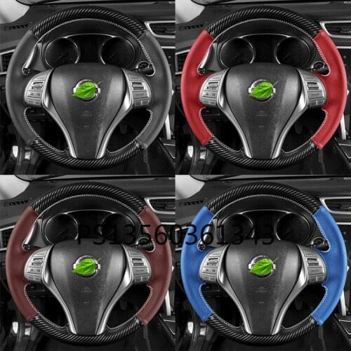 For Nissan X-TRAIL steering wheel cover leather hand-stitched Qashqai Sylphy TEANA Tiida Bluebird handlebar cover