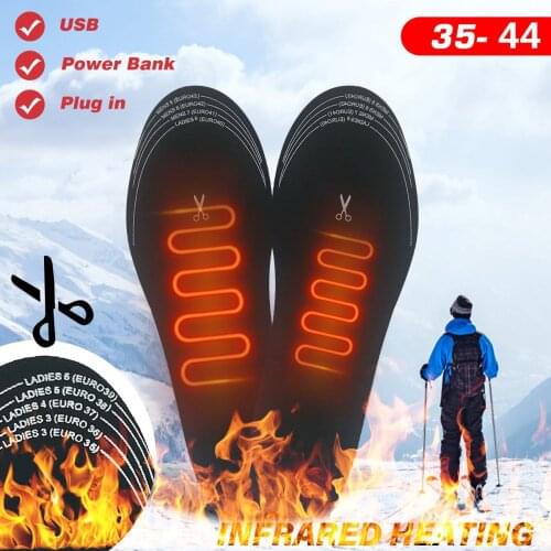 EU US Plug USB Electric Heated Insoles Women Men Heating Shoe Insole Winter Warm Insoles For Shoes Boots Heater Warm Foot Pads
